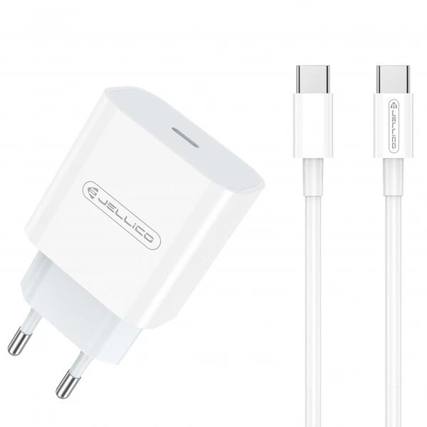 Adaptateur secteur Usb-C avec cable Usb-C/Type C vers Type C (20W) JELLICO AK180 Blanc Adaptateur secteur Usb-C avec cable Usb-C/Type C vers Type C (20W) JELLICO AK180 Blanc