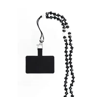 CRYSTAL DIAMOND Phone lanyard, Phone pendant / cord length 74cm (37cm in the loop) / on neck - black CRYSTAL DIAMOND Phone lanyard, Phone pendant / cord length 74cm (37cm in the loop) / on neck - black