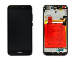 Ecran lcd avec vitre tactile ORIGINAL Huawei HONOR 8 Lite avec chassis, batterie et haut parleur SERVICE PACK 02351DWH noir