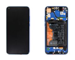 Ecran lcd avec vitre tactile ORIGINAL Huawei HONOR View 20 avec chassis, batterie et haut parleur SERVICE PACK 02352JKQ bleu