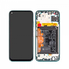 Ecran lcd avec vitre tactile ORIGINAL Huawei P40 Lite avec chassis, batterie et haut parleur SERVICE PACK 02353KGA vert