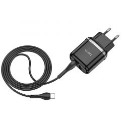 Adaptateur secteur USB Double port avec Cable Type C (12W) HOCO N4 (Boite/Blister) 