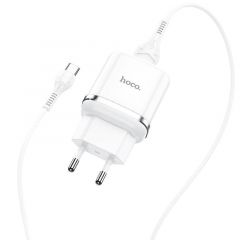 Adaptateur secteur USB avec Cable Type C charge rapide (18W) HOCO N3 (Boite/BLISTER) blanc