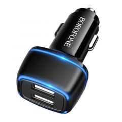Chargeur allume cigare secteur USB Double port avec Cable Lightning (12W) BOROFONE BZ14 (Boite/BLISTER) noir