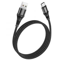 Cable USB vers Type C tressé (2.4A) 1 mètre HOCO X50 (Boite/BLISTER) noir