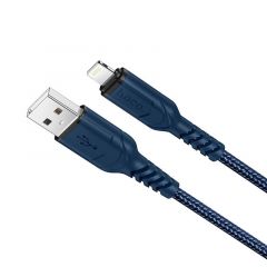 Cable USB vers Lightning tressé (3.0A) 1 mètre anti-pliure HOCO X59 (Boite/BLISTER) bleu