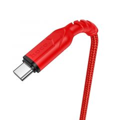 Cable USB vers Type C tressé (3.0A) 1 mètre anti-pliure HOCO X59 (Boite/Blister) rouge