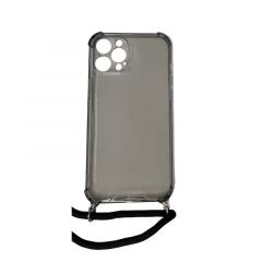 Housse de protection silicone pour Iphone 12 Pro Max avec cordon (Boite/BLISTER) noir transparent