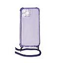 Housse de protection silicone pour Iphone 12 Pro Max avec cordon (Boite/BLISTER) violet transparent