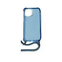 Housse de protection silicone pour Iphone 13 Mini avec cordon (Boite/BLISTER) bleu transparent