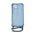 Housse de protection silicone pour Iphone 13 avec cordon (Boite/BLISTER) bleu transparent