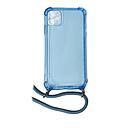 Housse de protection silicone pour Iphone 11 avec cordon (Boite/BLISTER) bleu transparent