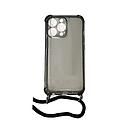 Housse de protection silicone pour Iphone 13 Pro avec cordon (Boite/BLISTER) noir transparent