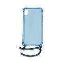 Housse de protection silicone pour Iphone XR avec cordon (Boite/BLISTER) bleu transparent