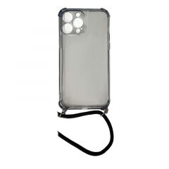 Housse de protection silicone pour Iphone 13 Pro Max avec cordon (Boite/BLISTER) noir transparent