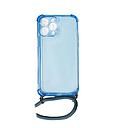 Housse de protection silicone pour Iphone 13 Pro Max avec cordon (Boite/BLISTER) bleu transparent