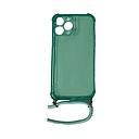 Housse de protection silicone pour Iphone 13 Pro Max avec cordon (Boite/BLISTER) vert transparent