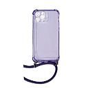 Housse de protection silicone pour Iphone 12 Pro avec cordon (Boite/BLISTER) violet transparent