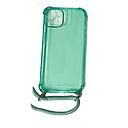 Housse de protection silicone pour iPhone 14 avec cordon (Boite/BLISTER) vert transparent