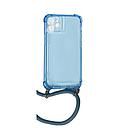 Housse de protection silicone pour Iphone 12 Mini avec cordon (Boite/BLISTER) bleu transparent