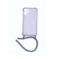 Housse de protection silicone pour Iphone 12 Mini avec cordon (Boite/BLISTER) violet transparent