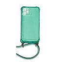 Housse de protection silicone pour Iphone 12 Mini avec cordon (Boite/BLISTER) vert transparent 