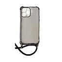 Housse de protection silicone pour Iphone 14 Pro Max avec cordon (Boite/BLISTER) noir transparent