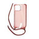 Housse de protection silicone pour Iphone 14 Pro Max avec cordon (Boite/BLISTER) rose transparent