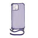 Housse de protection silicone pour Iphone 14 Pro Max avec cordon (Boite/BLISTER) violet transparent