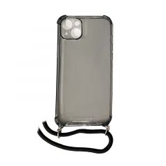 Housse de protection silicone pour Iphone 14 Plus avec cordon (Boite/BLISTER) noir transparent
