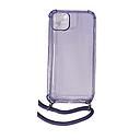 Housse de protection silicone pour Iphone 14 Plus avec cordon (Boite/BLISTER) violet transparent