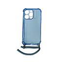 Housse de protection silicone pour Iphone 14 Pro avec cordon (Boite/BLISTER) bleu transparent
