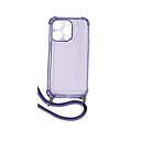 Housse de protection silicone pour Iphone 14 Pro avec cordon (Boite/BLISTER) violet transparent