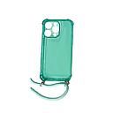 Housse de protection silicone pour Iphone 14 Pro avec cordon (Boite/BLISTER) vert transparent