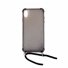 Housse de protection silicone pour Iphone XS Max avec cordon (Boite/BLISTER) noir transparent