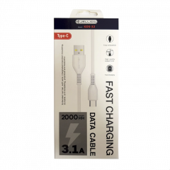 Cable USB vers Type C (3.1 A) 1 mètre JELLICO KDS-32 (Boite/BLISTER) blanc