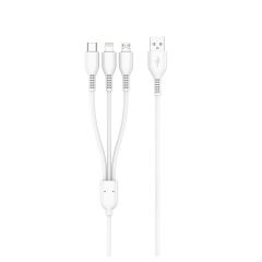 Cable USB 3 en 1 (Type C, Lightning, Micro USB)  JELLICO KDS-33 blanc 