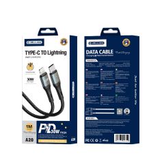 Cable Type C vers Lightning  (3.1A) 1 mètre en nylon tressé JELLICO A20 (Boite/BLISTER) noir