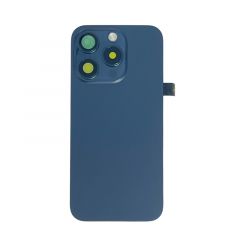 Face arrière pour Iphone 15 Pro avec vitre caméra, nappe NFC ORI et flash titane bleu