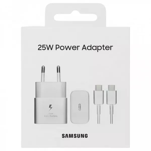 Adaptateur secteur Usb-C avec cable ORIGINAL Usb-C/Type C charge rapide Samsung 25W EP-T2510XWEGEU blanc