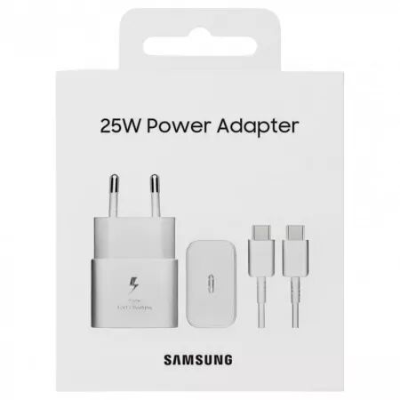 Adaptateur secteur Usb-C avec cable ORIGINAL Usb-C/Type C charge rapide Samsung 25W EP-T2510XWEGEU blanc