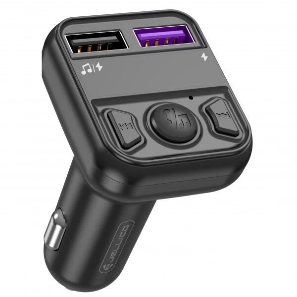 Adaptateur allume cigare bluetooth et transmetteur FM USB-A X2 voiture (3.1A) JELLICO FM1 noir