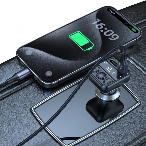 Adaptateur allume cigare bluetooth et transmetteur FM USB-A X2 voiture (3.1A) JELLICO FM1 noir