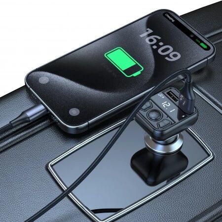 Adaptateur allume cigare bluetooth et transmetteur FM USB-A X2 voiture (3.1A) JELLICO FM1 noir