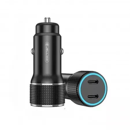 Adaptateur allume cigare USB-C/Type C X2 voiture (40W) JELLICO F8 (Boite/BLISTER) noir