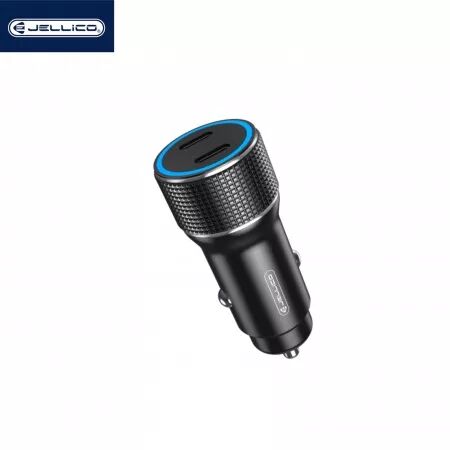 Adaptateur allume cigare USB-C/Type C X2 voiture (40W) JELLICO F8 (Boite/BLISTER) noir