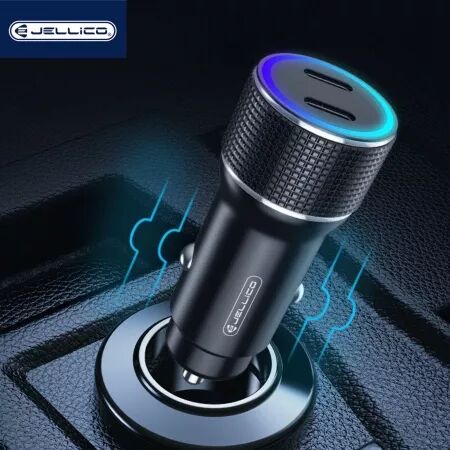 Adaptateur allume cigare USB-C/Type C X2 voiture (40W) JELLICO F8 (Boite/BLISTER) noir