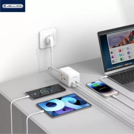 Adaptateur secteur 4 ports 2XUSB et 2XUSB-C/Type C (65W) 1.5M avec prise secteur JELLICO S1 (Boite/blister) blanc