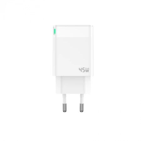 Adaptateur secteur Double port 1X USB-C + 1X USB-A (45W) avec cable USB-C/Type C vers Lightning JELLICO C107 (Boite/blister) blanc
