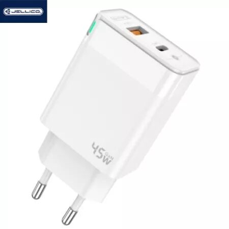Adaptateur secteur Double port 1X USB-C + 1X USB-A (45W) JELLICO C107 (Boite/blister) blanc